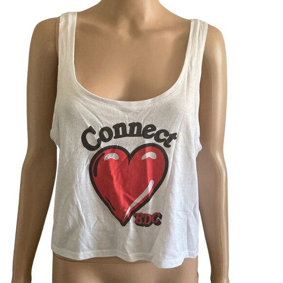 EDC Tshirt Womens Medium Red Heart White Stretch - Picture 1 of 8